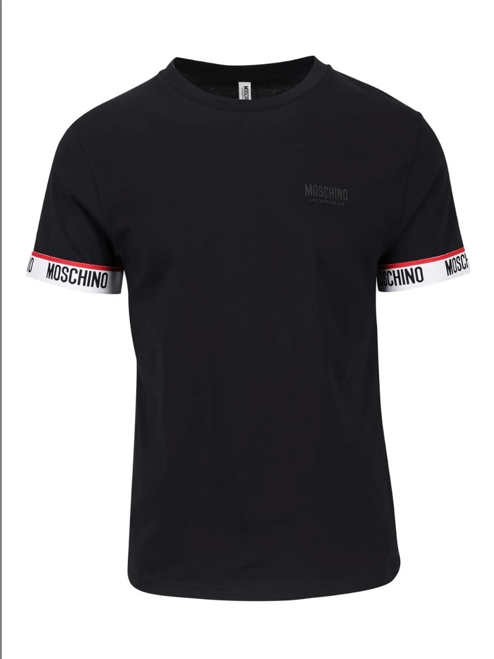 Moschino Underwear Crew Cotton T-Shirt Short Sleeve Arm Tape Black Size XXL